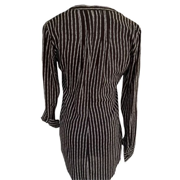 Anthropologie Maeve Calia Striped Rayon Button Down Blouse 0 - Picture 3 of 7